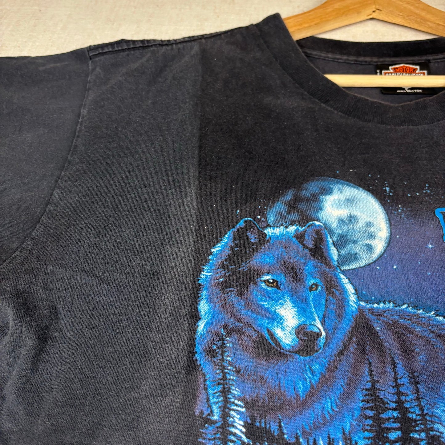 Vintage Harley Davidson Legends Roam Faded Wolf Nature Tee 1991 Large