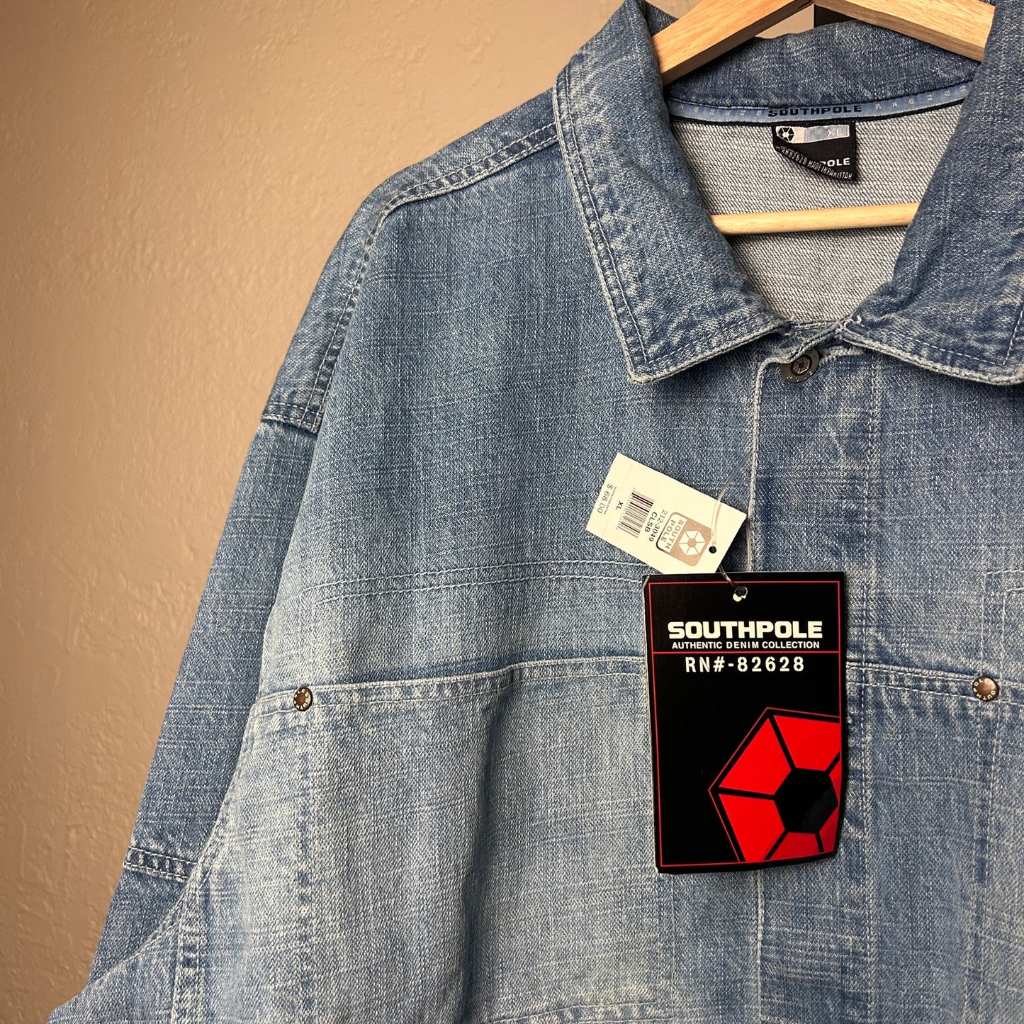 Southpole Embroidered Y2K NWT Light Wash Denim Jacket XL
