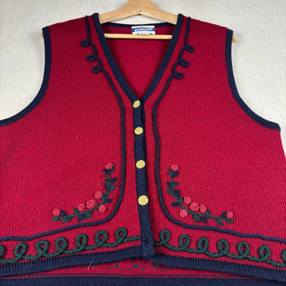 Vintage Pendleton Classic Floral Embroidered Large Wool Vest