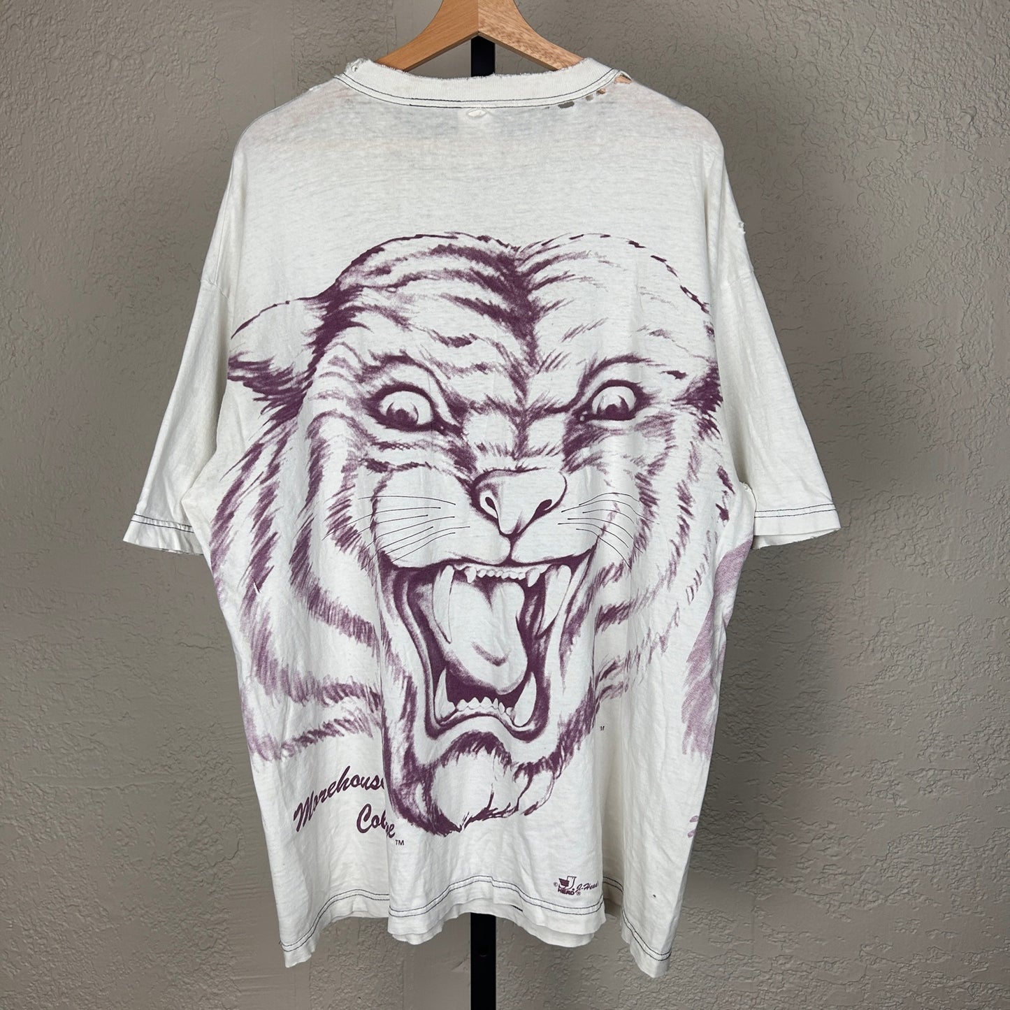 Vintage Morehouse College HBCU Maroon Tiger AOP Distressed Crazy XXL Tee