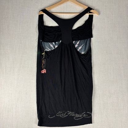 Ed Hardy Y2K Christian Audigier NWT Panther Rhinestone Viscose Large Mini Dress