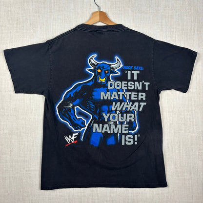Vintage The Rock Brahama Bull WWE WWF Whats Your Name Jabroni Large Tee