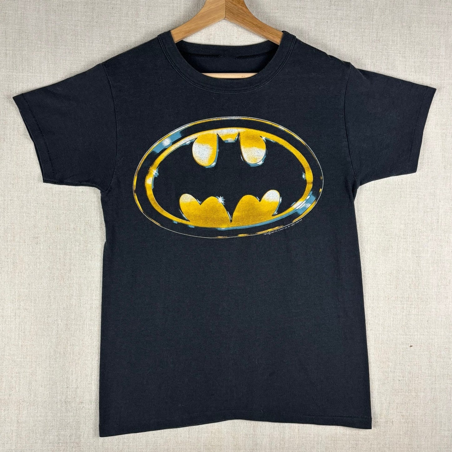 Vintage Batman Movie 1989 Chrome Bat Logo Small Promo Shirt