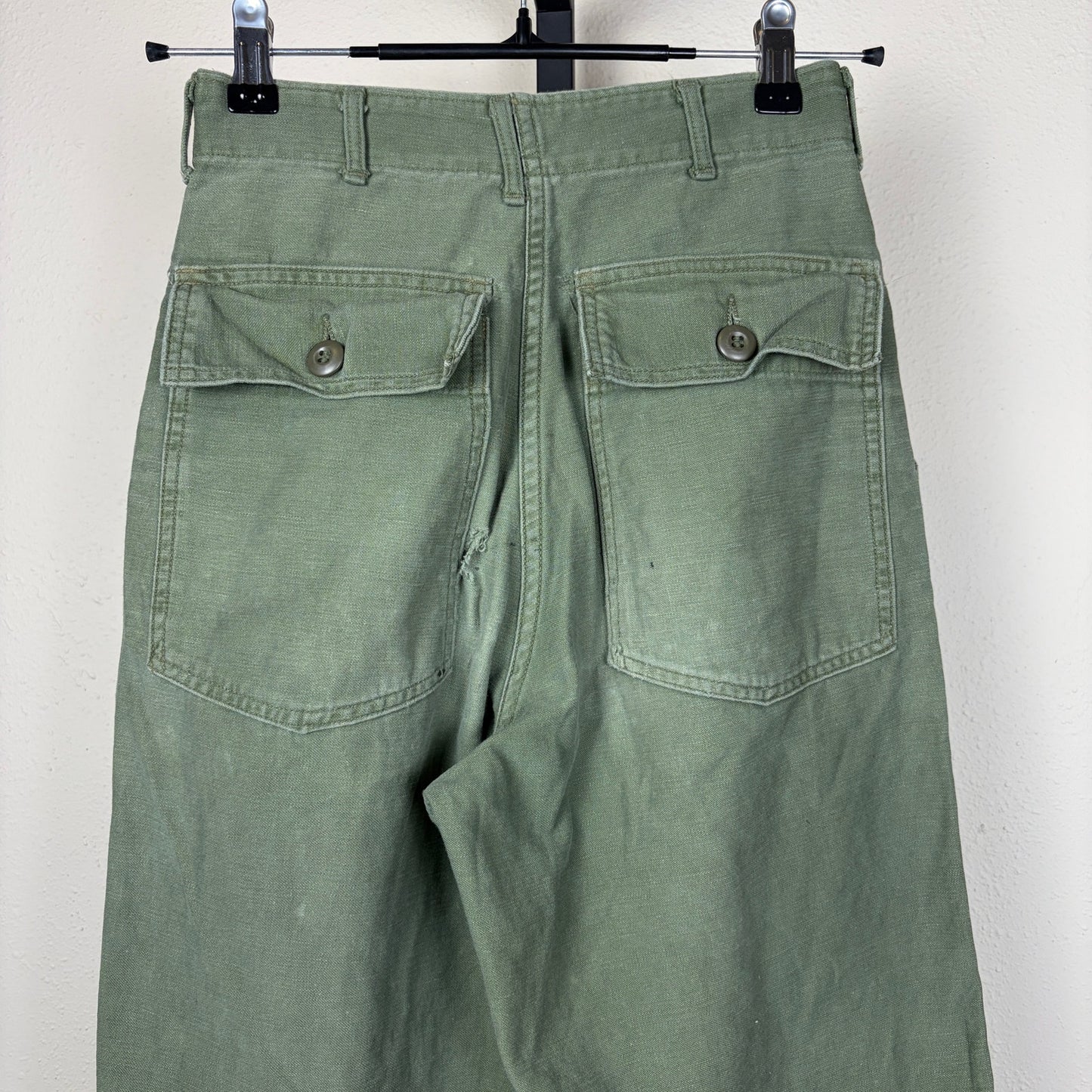 Vintage Military Fatigues OG 107 Button Fly Army Sateen Sz 24 Trousers