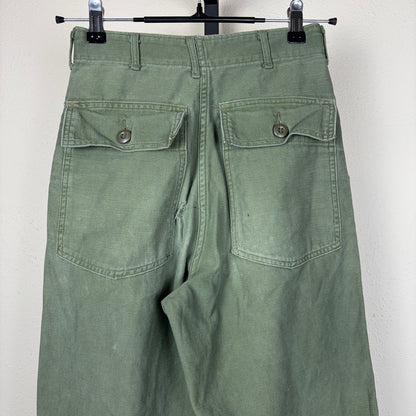 Vintage Military Fatigues OG 107 Button Fly Army Sateen Sz 24 Trousers