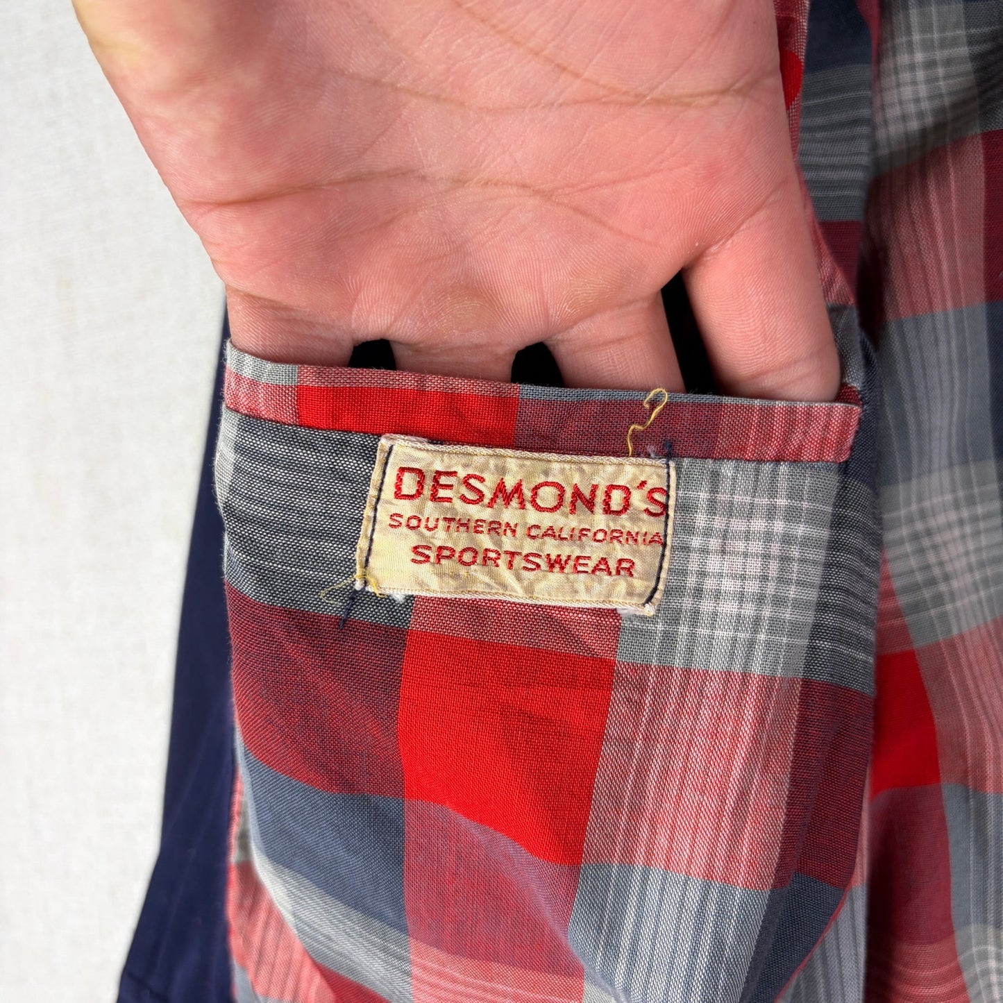 Vintage 1950s Ricky Gabardine Rayon Jacket Rockabilly Plaid Desmonds Medium