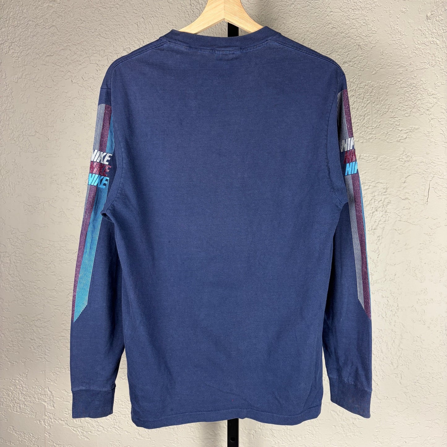 Vintage Nike 1980s Rare Blue Tag Striped Large Longsleeve Shirt