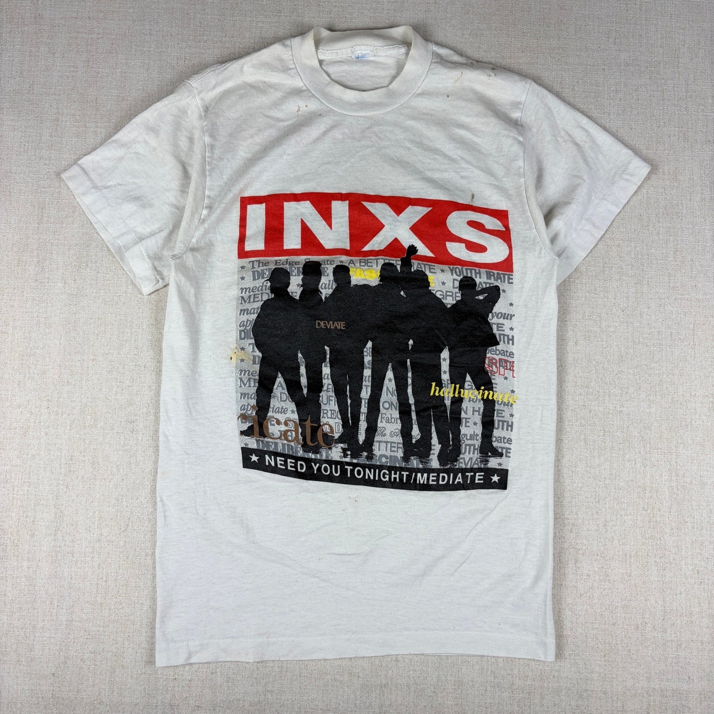 Vintage INXS 1988 Kick Tour Australian Rock Band Small Tee