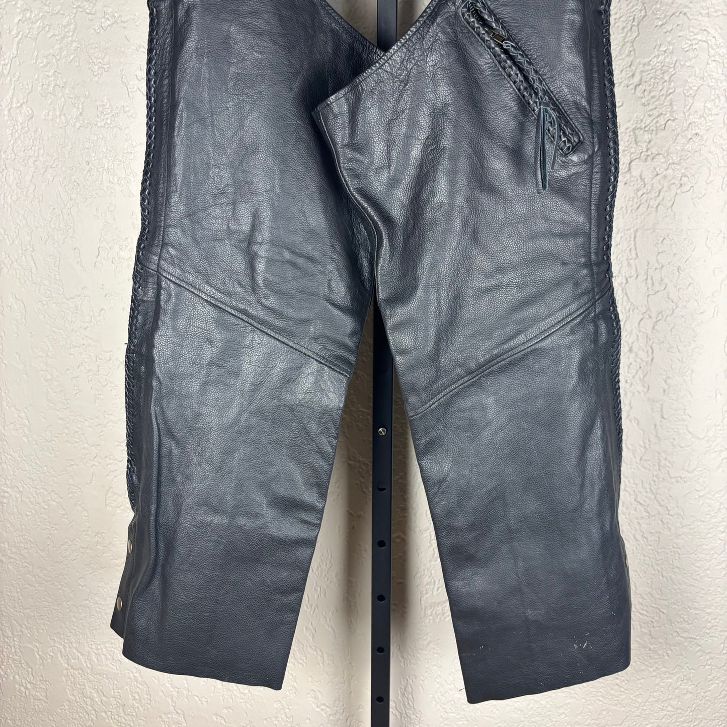 Unik Leather Motorcycle Biker Chaps Small Zip Up Pants
