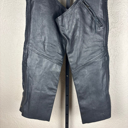 Unik Leather Motorcycle Biker Chaps Small Zip Up Pants
