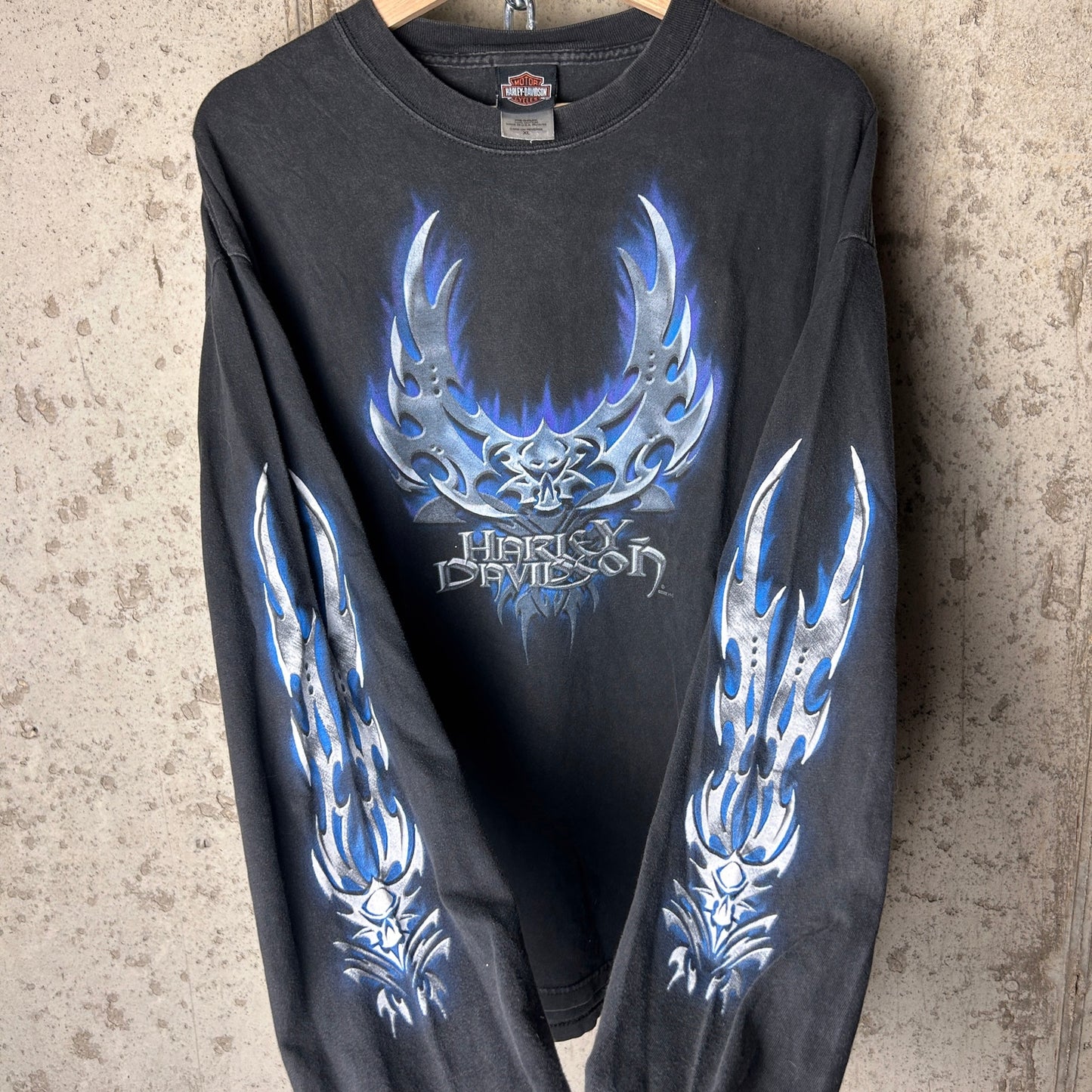 Harley Davidson 2002 Tribal Chrome Flames Eagle Milwaukee XL Longsleeve