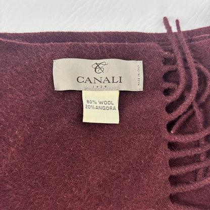 Canali Scarf Made in Italy Burgundy Wool Angora 68" x 11"