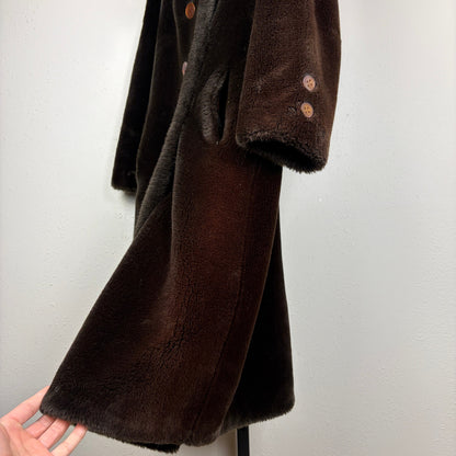 Vintage Borgana Faux Fur Double Breasted Dark Brown Coat