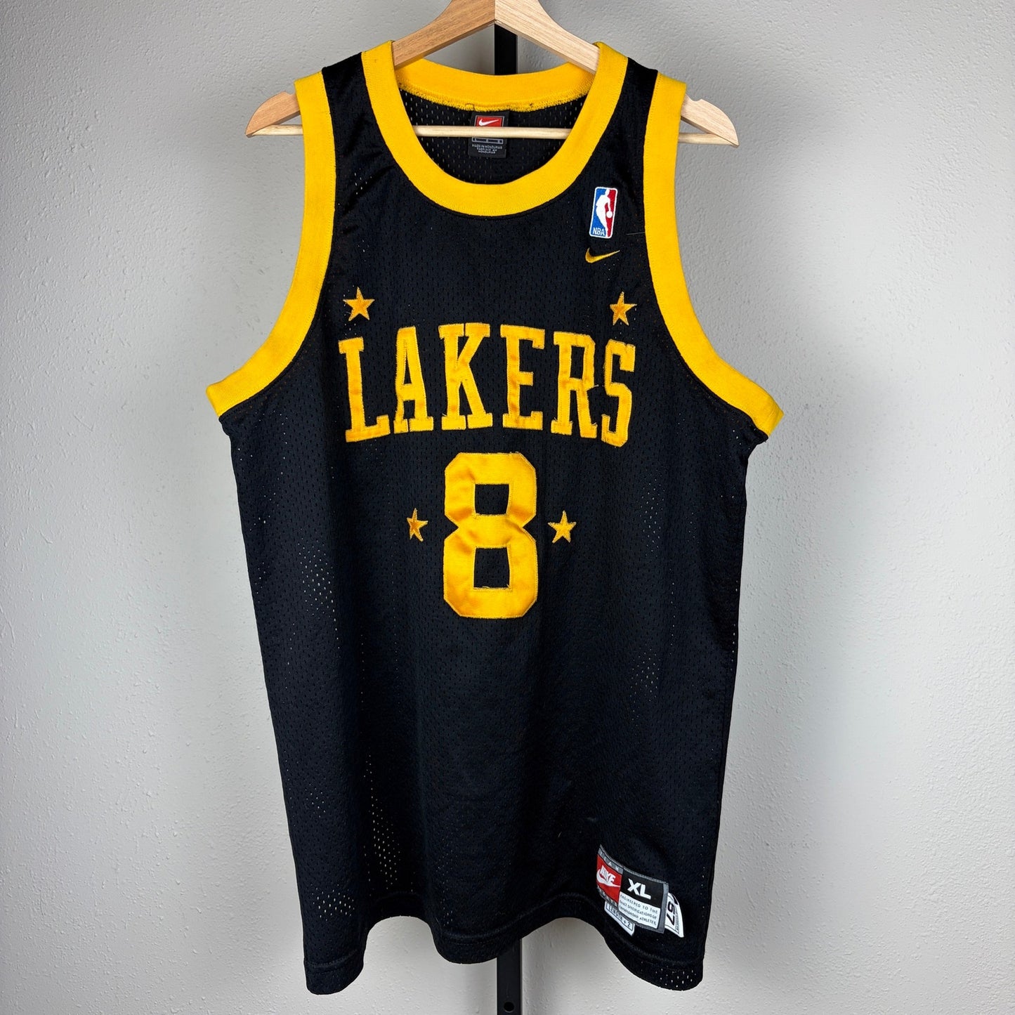 Vintage Nike Kobe Bryant Lakers #8 NBA Jersey Large Length +2 Swingman BLK/GLD