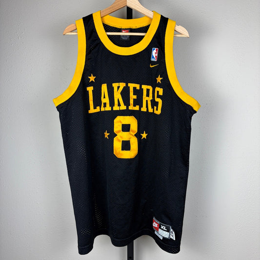 Vintage Nike Kobe Bryant Lakers #8 NBA Jersey Large Length +2 Swingman BLK/GLD