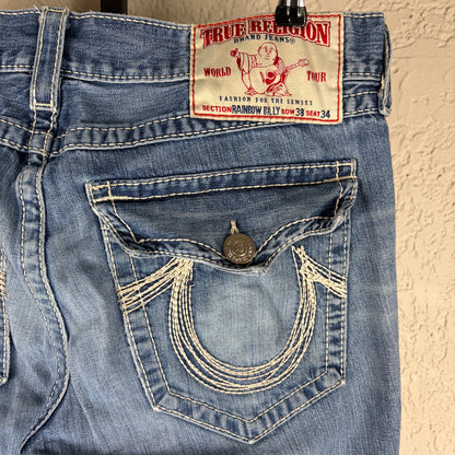 True Religion Rainbow Billy Sz 38 Cotton Distressed Jeans