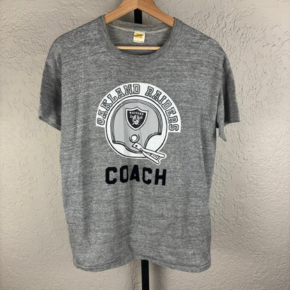1970s Russell Athletic Oakland Raiders Coach NFL Iron On Print Large Tee