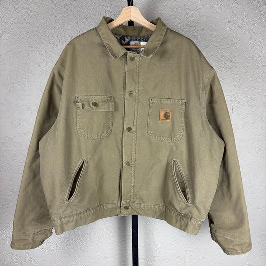 Carhartt Aztec Sherpa Lined Chore Coat RARE Duck Canvas XXL JP1021 Jacket