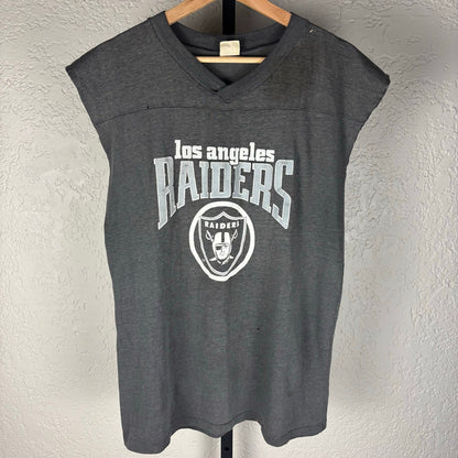Vintage Los Angeles Raiders 1980s Logo 7 Distressed Cut Off Medium Shirt