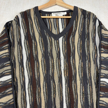 Coogi Style 3D Knit Sweater St. Croix V Neck XL