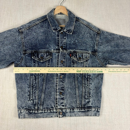 Vintage Levis 80s 70507 0227 USA Made Acid Wash Denim Medium Trucker Jacket