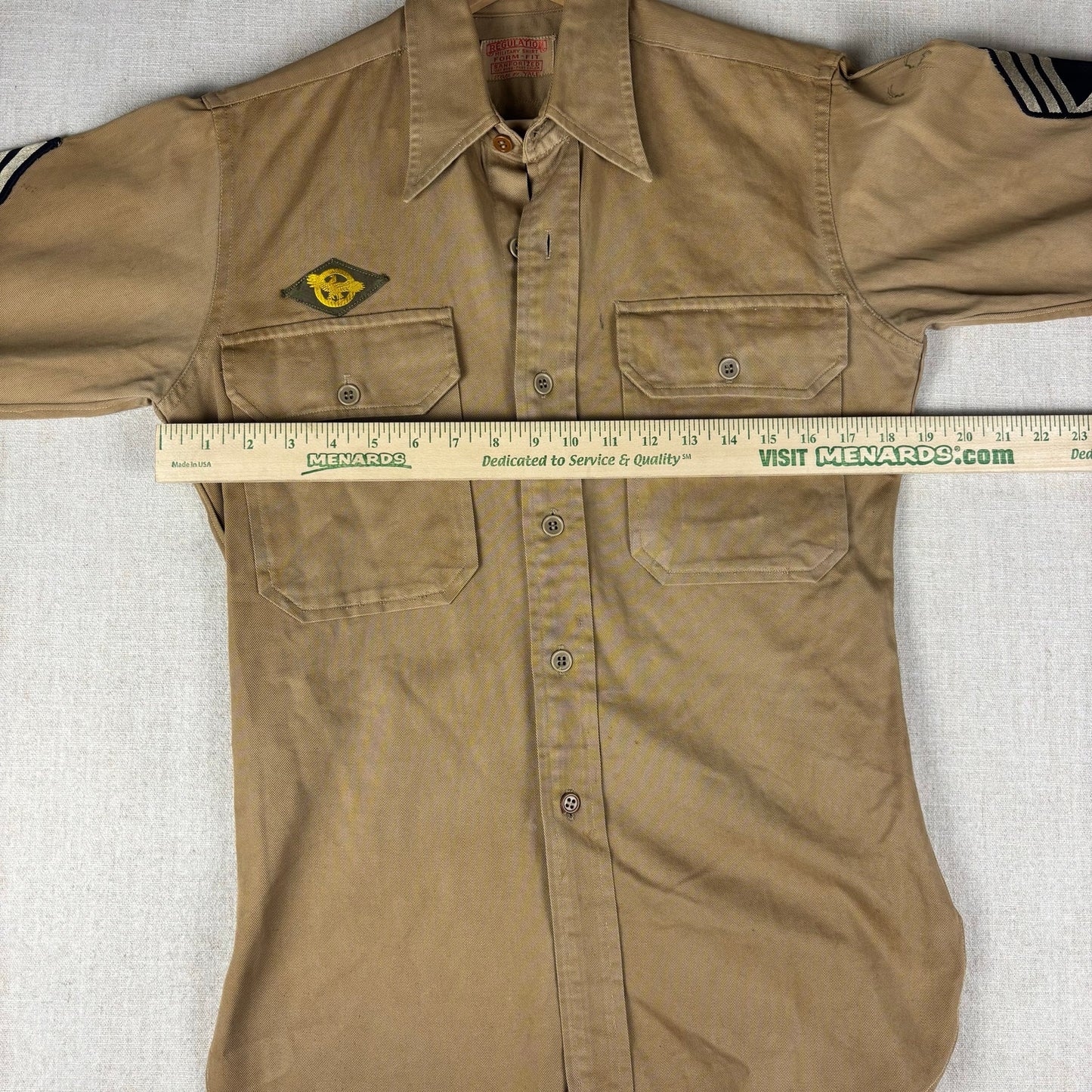 Vintage WWII Sanforized Military Yale Sergeant Regulation Button Shirt Small