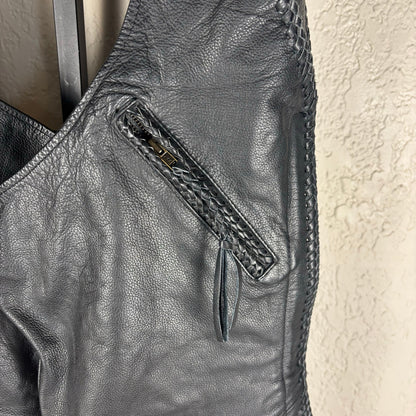 Unik Leather Motorcycle Biker Chaps Small Zip Up Pants