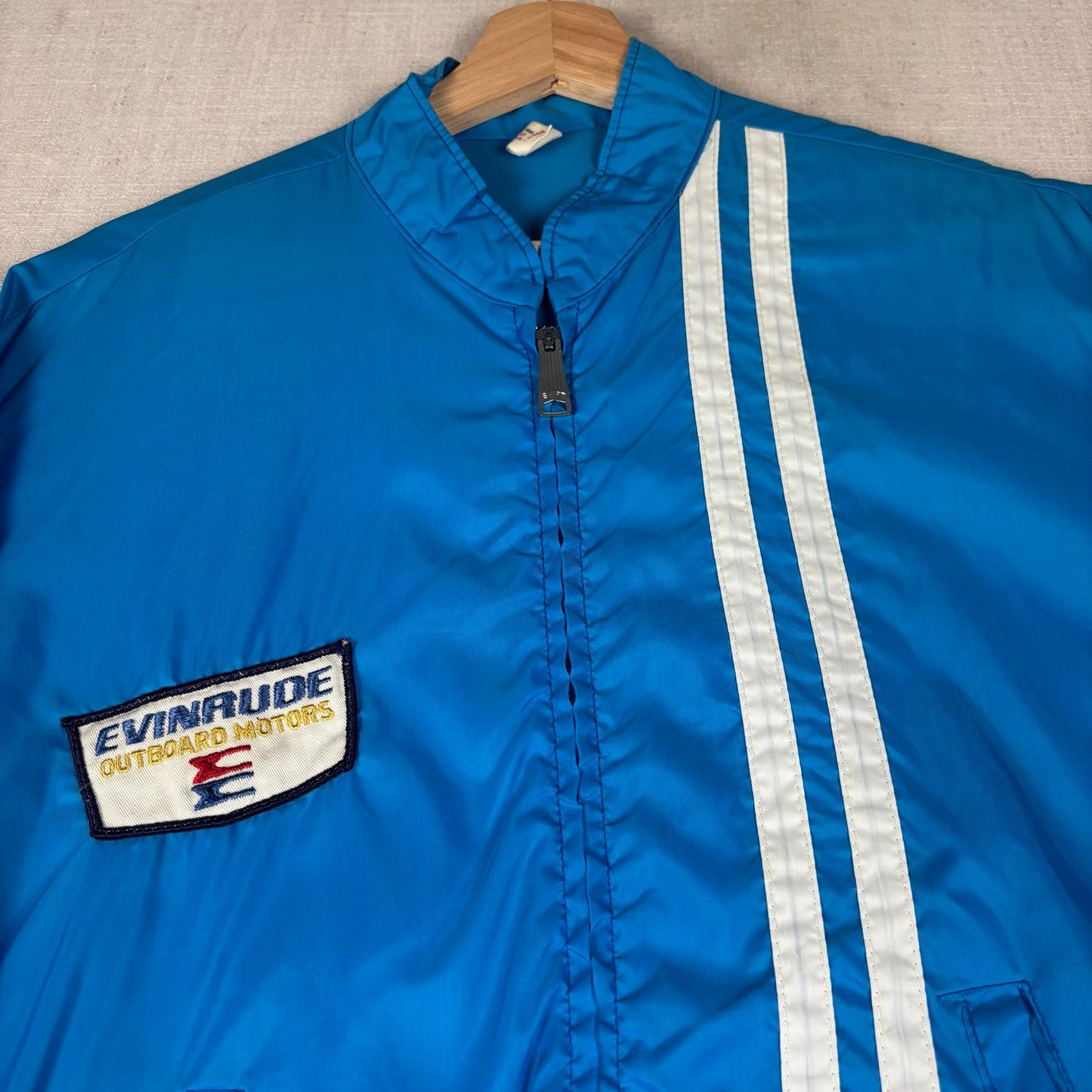 Vintage Evinrude Outboard Motors Louisville Racing Striped Windbreaker Large