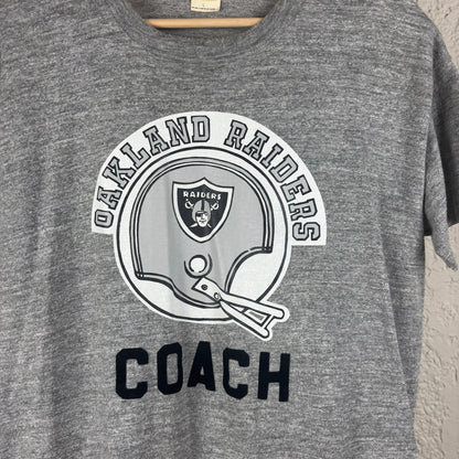1970s Russell Athletic Oakland Raiders Coach NFL Iron On Print Large Tee