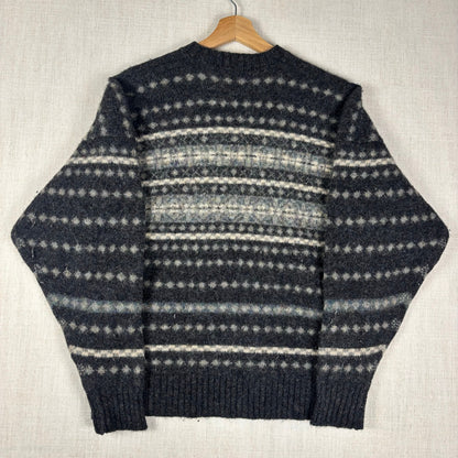Vintage Alan Paine Shetland Wool Sz 46 Striped Rare Medium Knit Sweater
