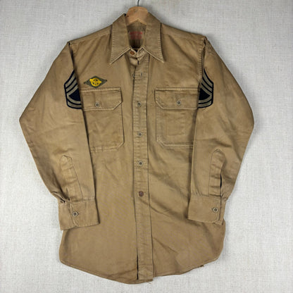 Vintage WWII Sanforized Military Yale Sergeant Regulation Button Shirt Small
