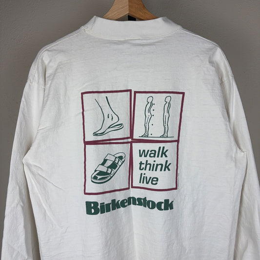 Vintage Birkenstock Shirt Rare 1992 Walk Think Live XL Graphic Longsleeve