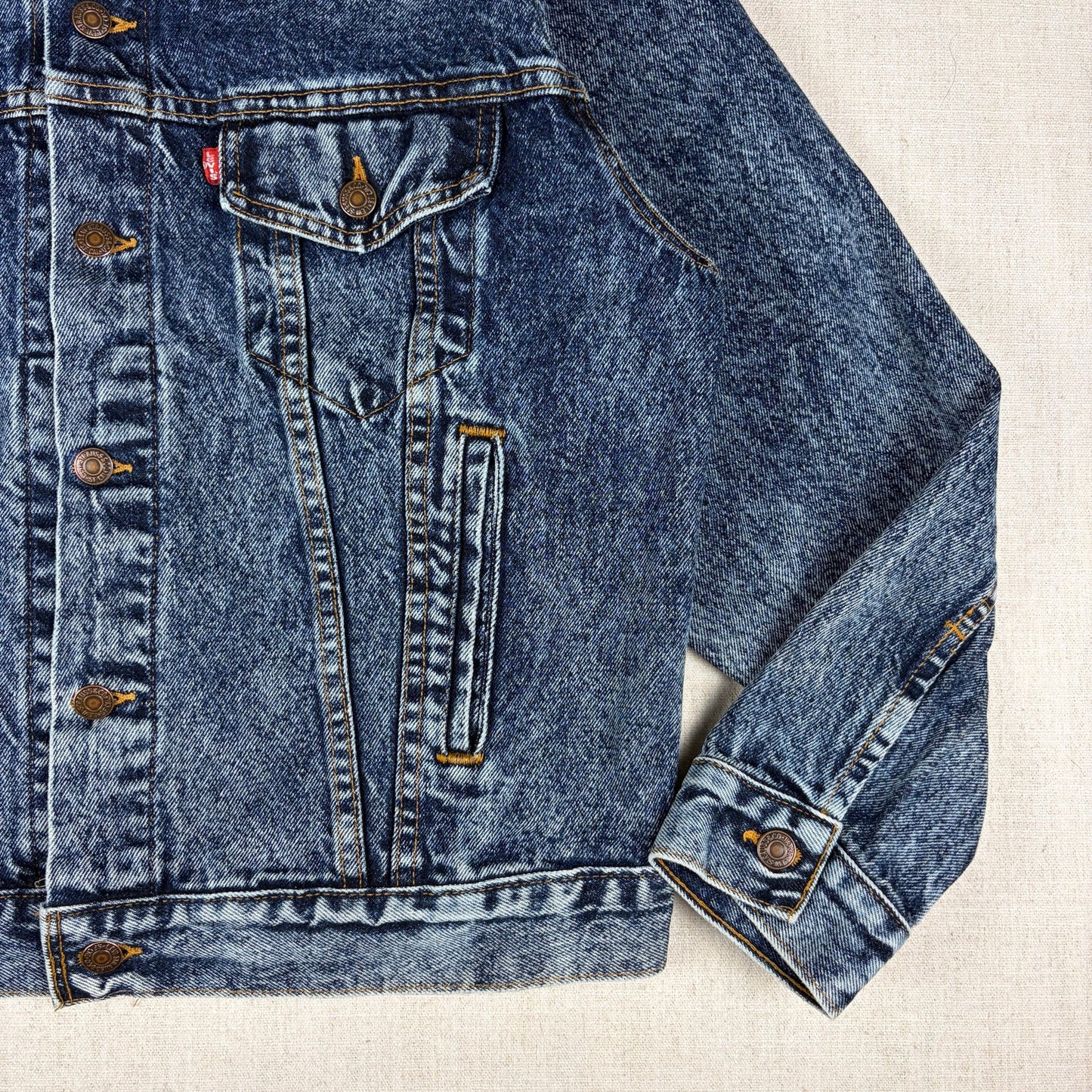 Vintage Levis 80s 70507 0227 USA Made Acid Wash Denim Trucker Jacket Medium