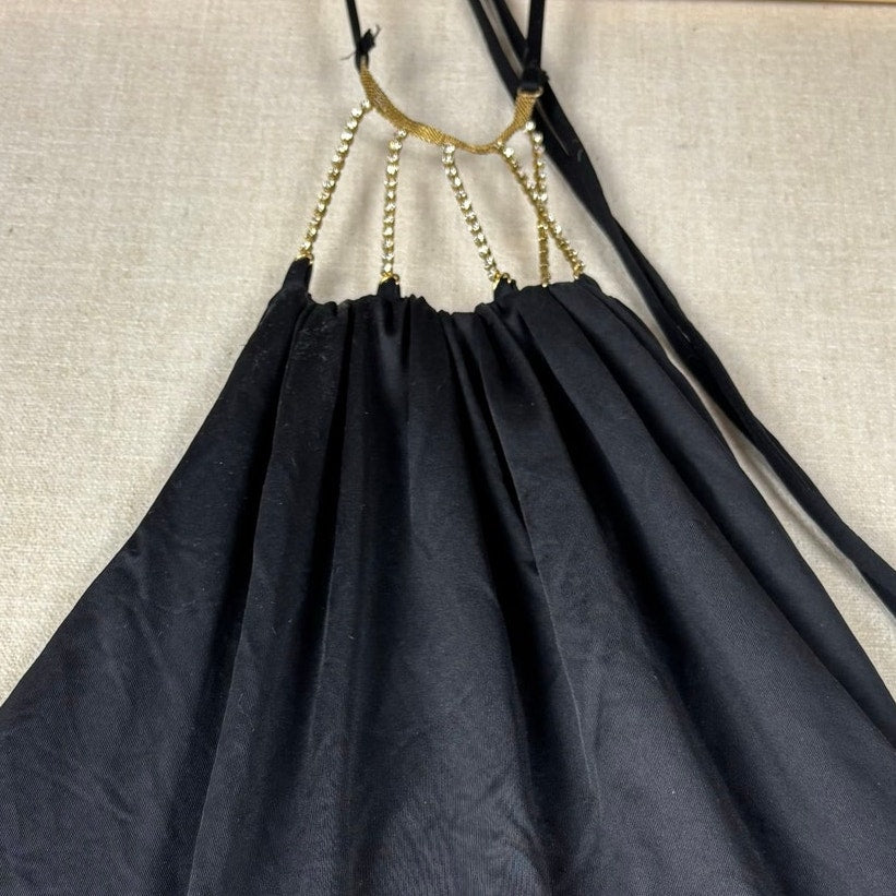 Baby Phat Y2K Halter Mini Dress NWT 00s Archive Gold Tone Chain Neckline XL