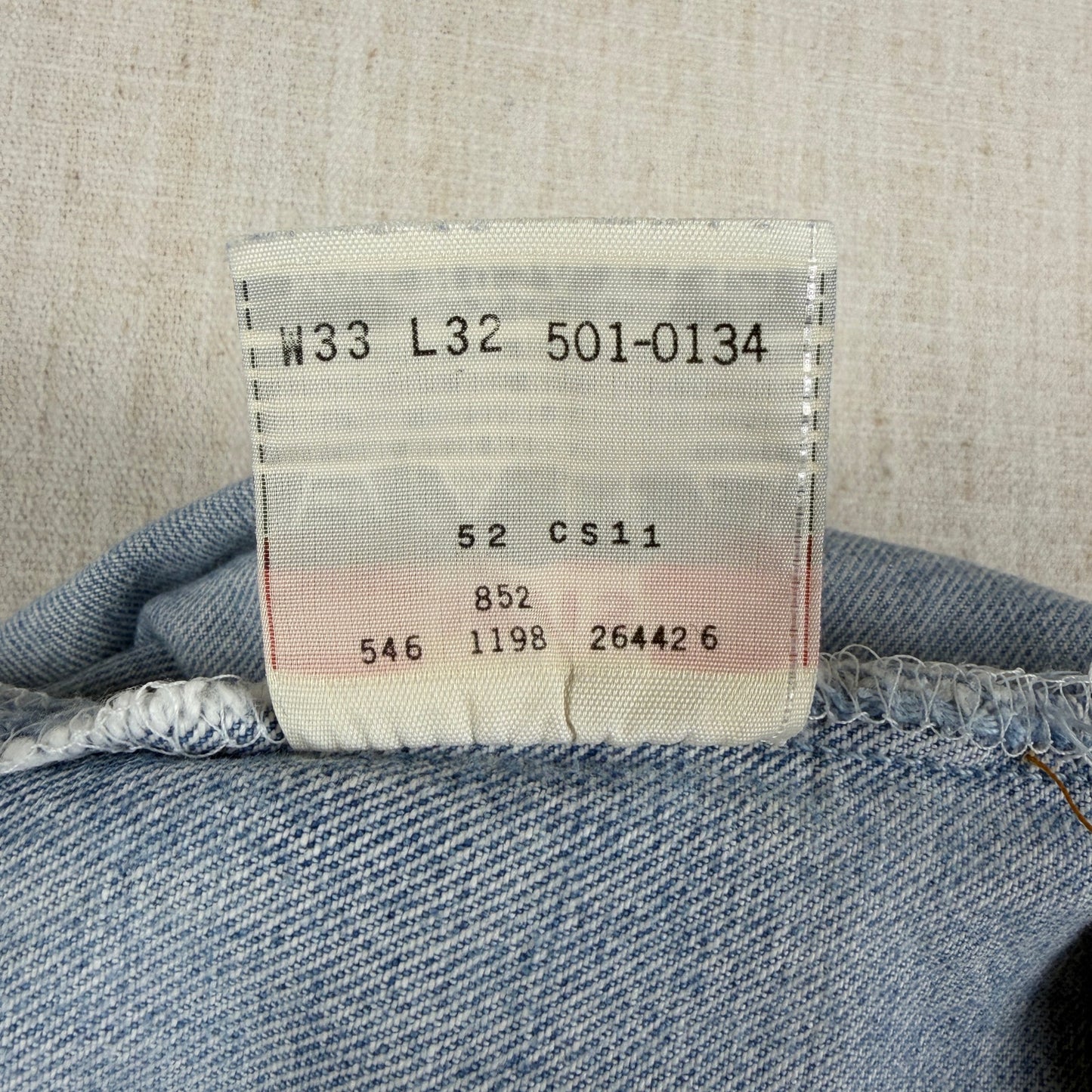 Vintage Levis Button Fly 501 Jeans 90s Light Wash 33x32 Slim Fit Jeans