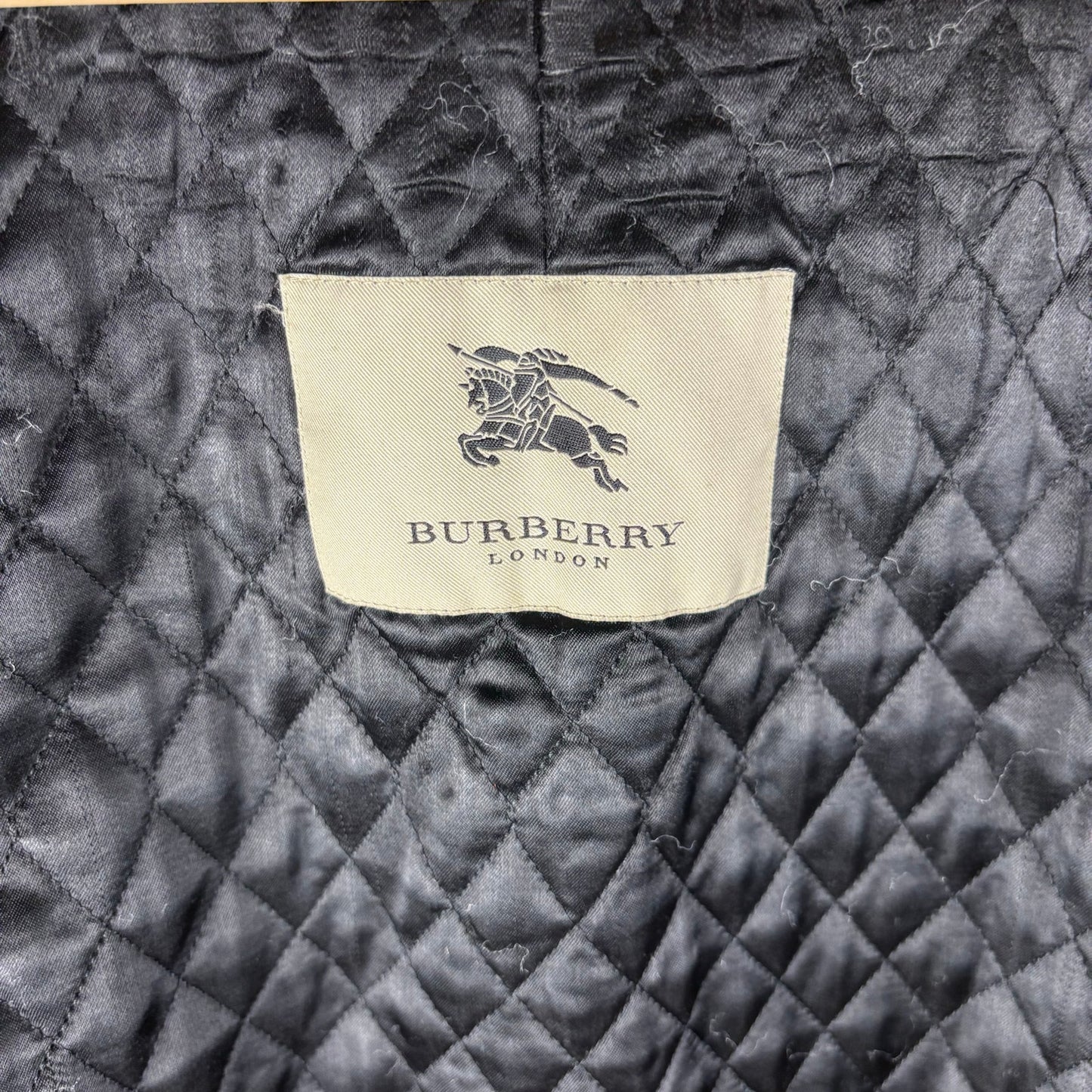Burberry London Black Cashmere Nova Check Wool Quilted Coat XL