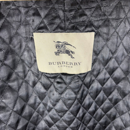 Burberry London Black Cashmere Nova Check Wool Quilted Coat XL