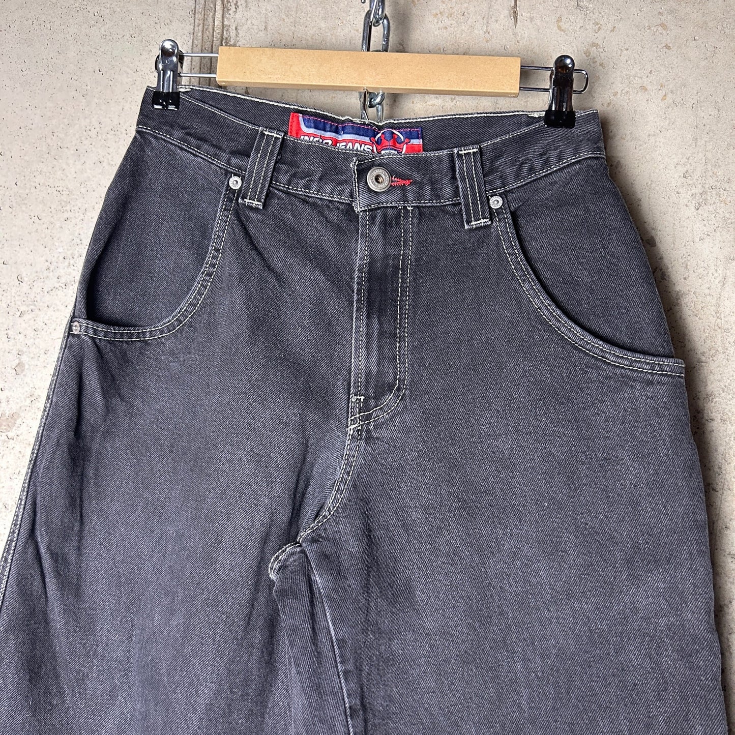 JNCO Jeans Y2K RARE Tribal Skeletal Dragon Embroidered 29" x 30" Skate Denim