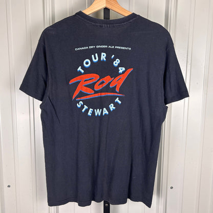 Rod Stewart 1984 Camouflage Tour Canada Dry Vintage Large Band Tee