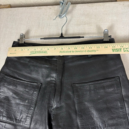 Trucker Leather Pants Vintage Braided Snap Button Detail Biker Sz 32