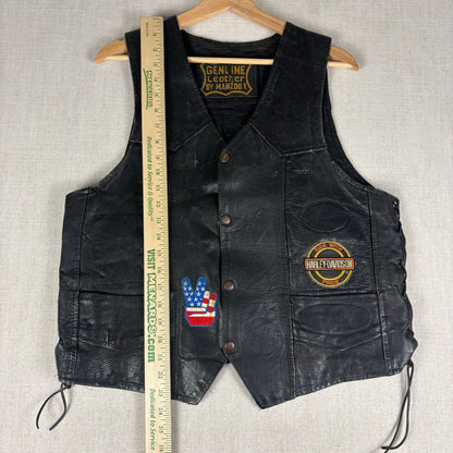 Vintage Harley Davidson 1970s Hippie Political Patch Manzoor Leather Medium Vest