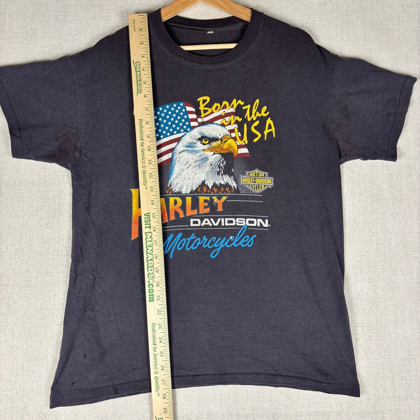 Vintage Harley Davidson Faded Distressed 1986 Born in the USA Shirt Large