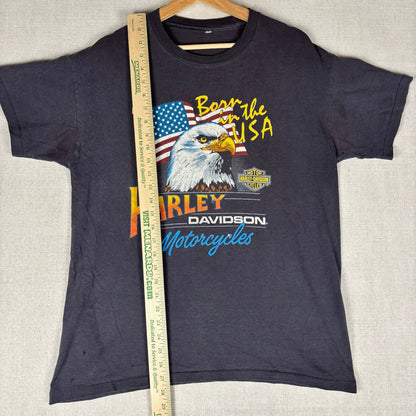 Vintage Harley Davidson Faded Distressed 1986 Born in the USA Shirt Large