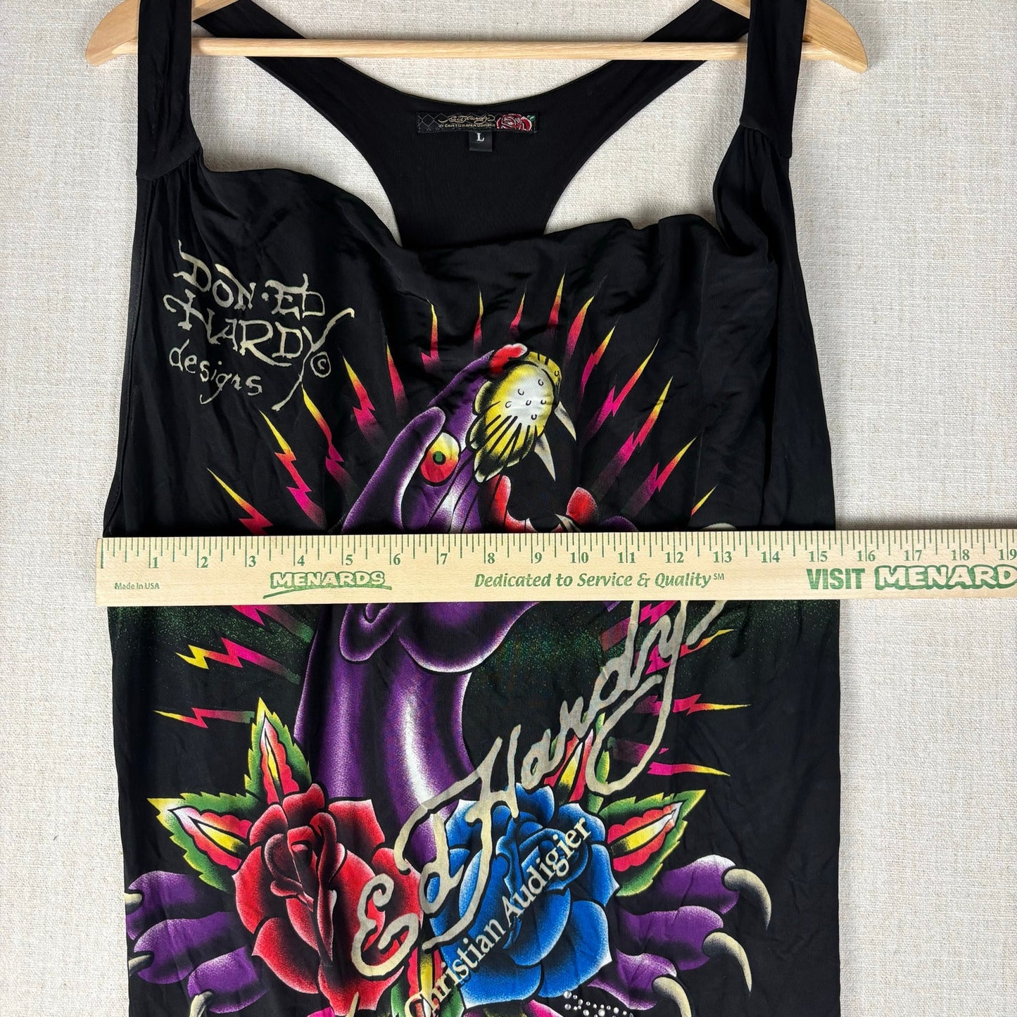 Ed Hardy Y2K Christian Audigier NWT Panther Rhinestone Viscose Large Mini Dress