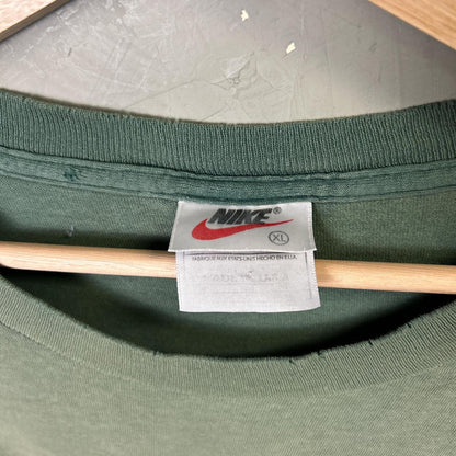 XL 90s Nike White Tag Faded and Distressed Earth Tone Green Tee