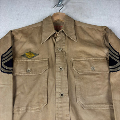Vintage WWII Sanforized Military Yale Sergeant Regulation Button Shirt Small