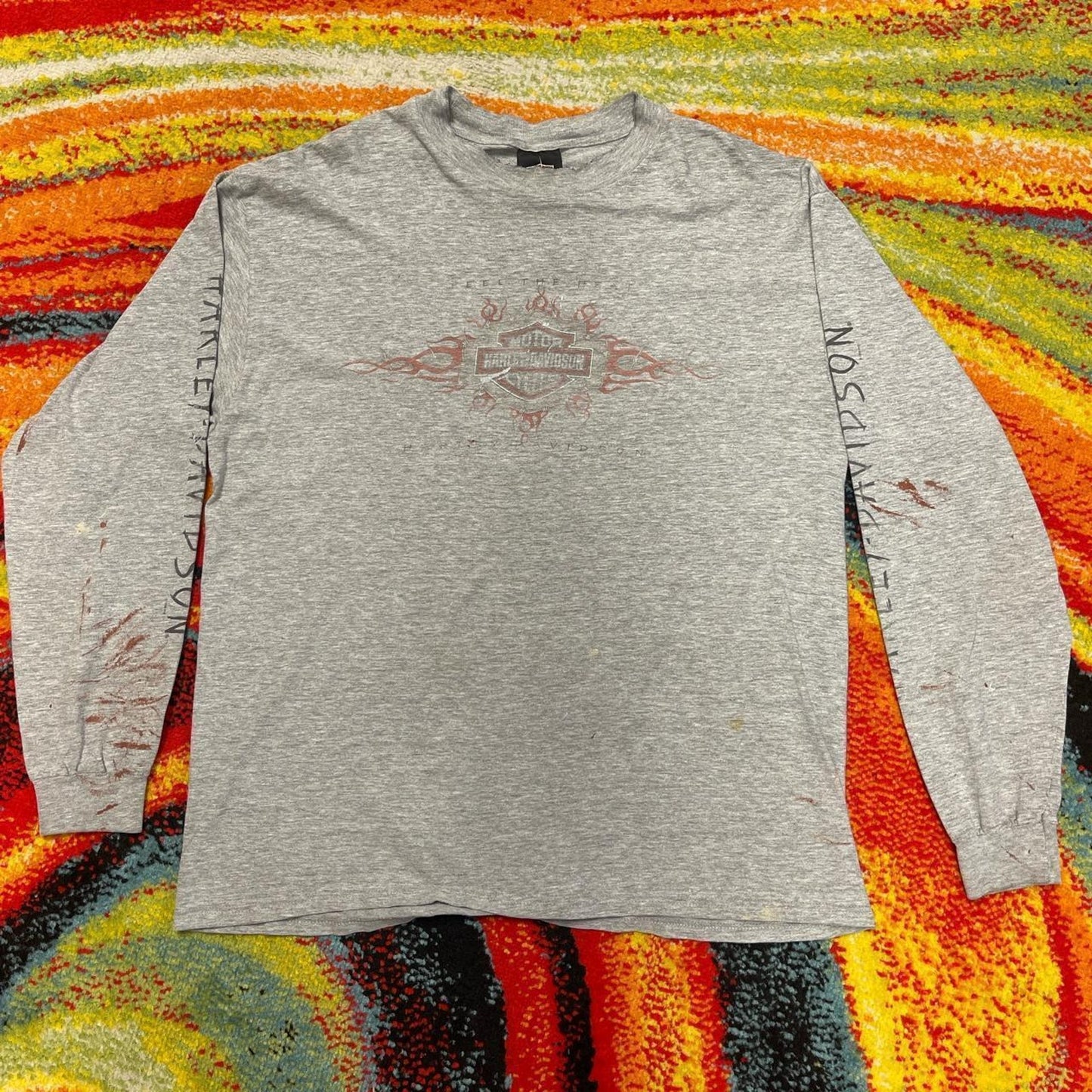 Harley Davidson Crazy 1998 Faded Feel The Heat Distressed XL Longsleeve