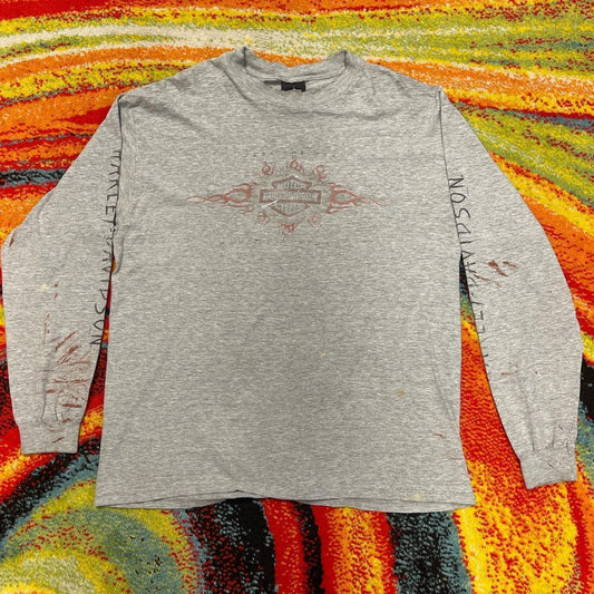 Harley Davidson Crazy 1998 Faded Feel The Heat Distressed XL Longsleeve