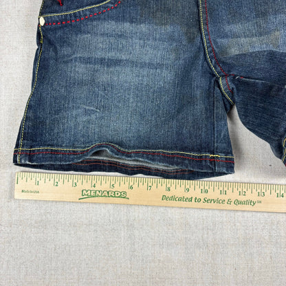 Coogi Jeans Y2K Womens Denim Overall Shorts Embroidered Sz Large