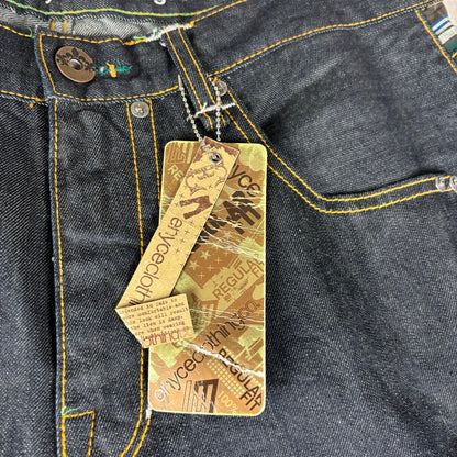 ENYCE Y2K Flannel Plaid Jeans NWT Dark Wash Sz 34 Skater Denim